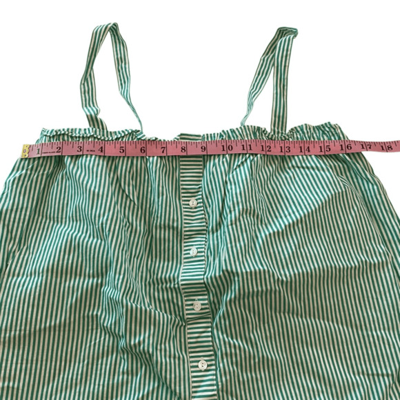 J.Crew Striped Button Front Ruffle Tank Top Size 10 Clover Green White - Picture 5 of 6
